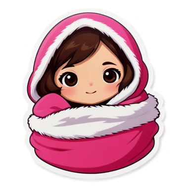 Girl wrapped in fuzzy blanket sticker