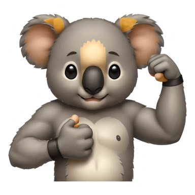 Koala holding a humans bicep sticker