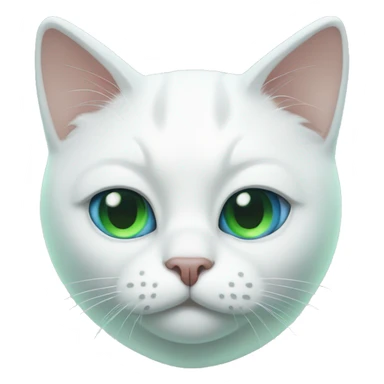 White cat with one eye blue And the other green sticker