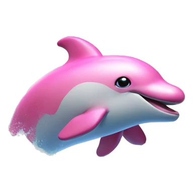 Pink dolphins with unicorn horns jumping out of the water with a sunset and rainbow in the backround  sticker