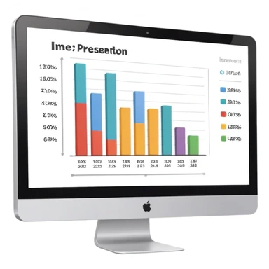 computer screen displaying a single presentation slide with a title line and a chart  sticker