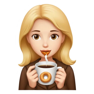 Girl drinking coffee and eating a bagel sticker