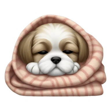 Realistic Shi - tzu puppy sleeping with a blanket sticker