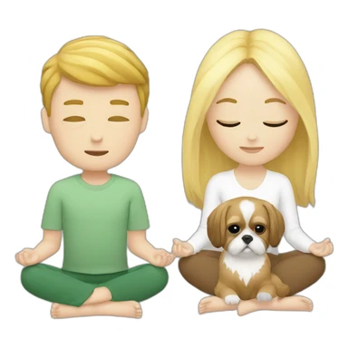 a white boy meditating, and a blonde with a shih tzu sticker