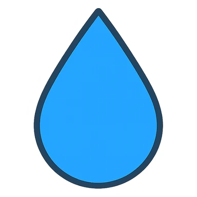 blue water droplet icon with black outlines sticker
