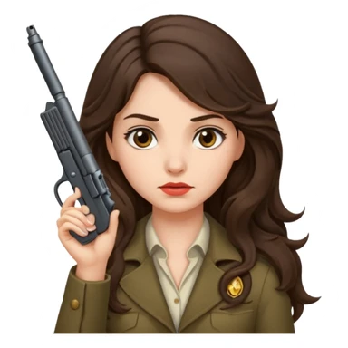 A brunette with long wavy hair girl who is about to kill herself with a littlr gun pointed at her temple sticker