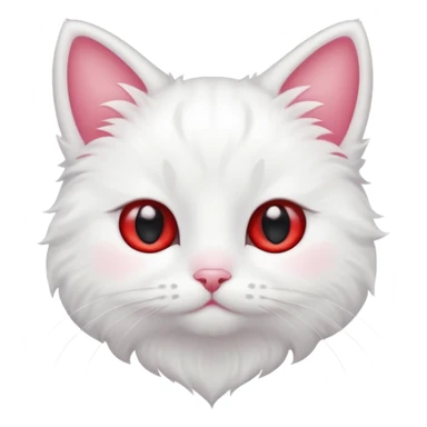 Fluffy cute kawaii white cat with red flush sticker