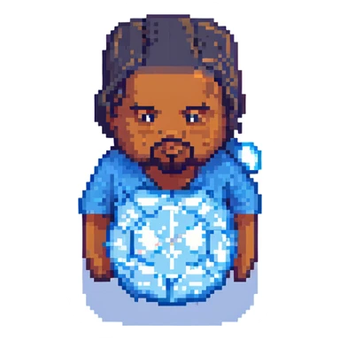 ice cube, pixel art style sticker