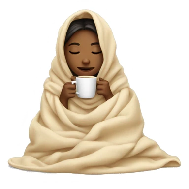 girl inside a blanket sipping coffee eyes closed sticker