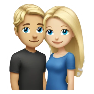Blonde girl with blue eyes with blonde boy with shoulder length hair kissing  sticker