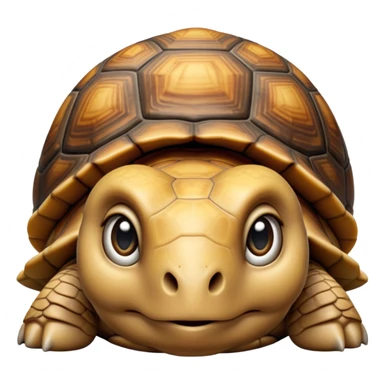 cinematic-tortoise-realistic--emoji,-sturdy-domed-shell-in-rich-earthy-tones,,-wrinkled-wise-face-peering-ahead-with-calm-determination,-cute large-eyes-reflecting-centuries of wisdom, zoomed into its face sticker