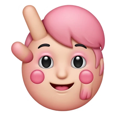Blushing emoji with middle finger by its cheek sticker