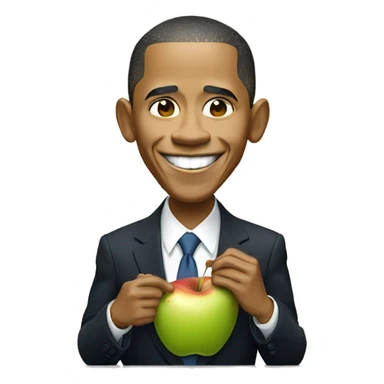 barack obama eating apple sticker