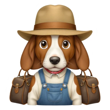 toothless hillbilly basset hound wearing a stetson and dungarees and has bagfs under the eys sticker