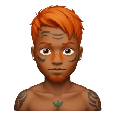 black man with tattooed faces and orange hair sticker
