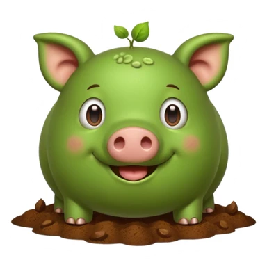 Green pig with big poop sticker