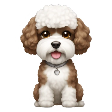 brown with a mix of white shih-tsu poodle portrait sticker