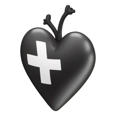 corazón negro con moño blanco  sticker