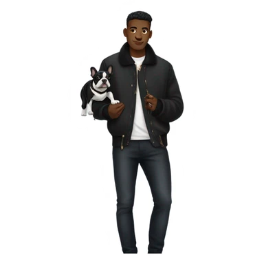 Guy with drip holding a black French bulldog  sticker