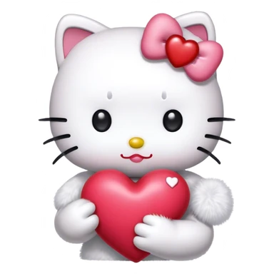 Hello kitty holding a heart sticker