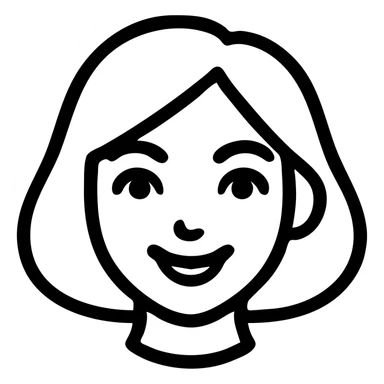Make the girl cute with pale skin and a smile similar to Samsung Sam. Remove shadows and outlines. Style should be clean and minimalist, suitable for a Telegram bot profile. Transparent background. sticker