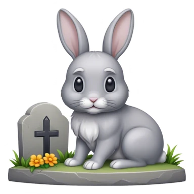 Grey bunny at a grave sticker