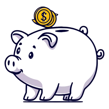 piggy bank with dollar sign sticker