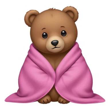 cuddly bear with a pink blanket wrapped around him sticker