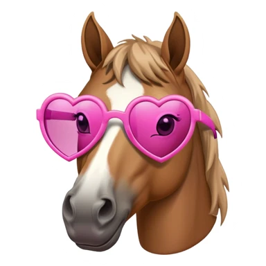 horse with pink heart sunglasses sticker