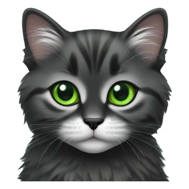 Black Siberian kitten with green eyes  sticker