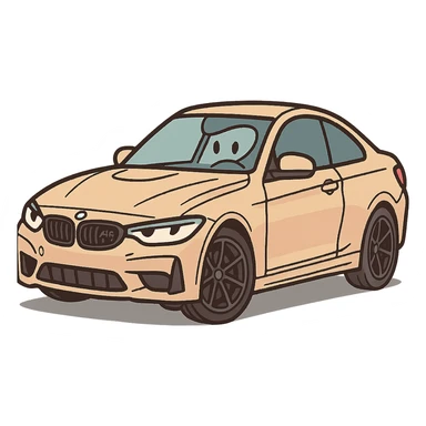 BMW M4, cartoon style, bold lines, dynamic, side profile sticker
