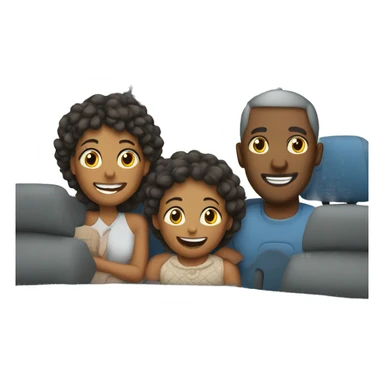 Family in a car for holiday sticker