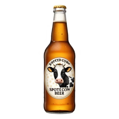 bottle of Spotted Cow beer with cow pattern label sticker