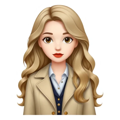 Fashionable girl with stylish outfit and long slightly wavy hair sticker