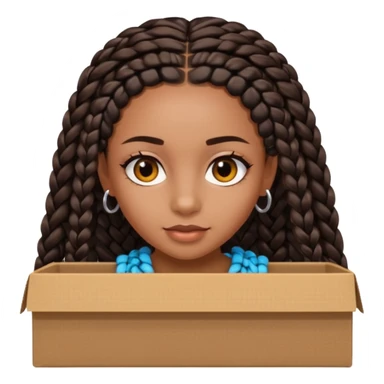Tan skin girl dark hair with small box braids  sticker