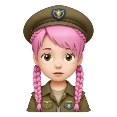 very small baby scout girl with pink hair and scout hat and braids sticker