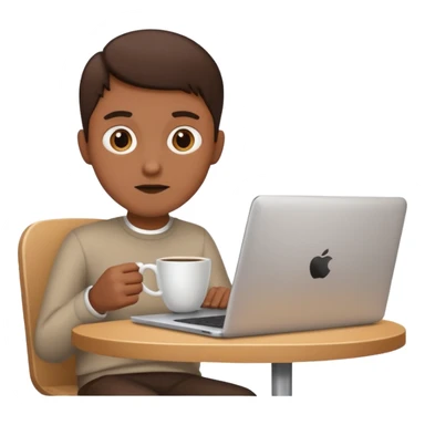 persona tomando cafe y con un computador  sticker