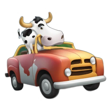 Vache sur une voiture sticker
