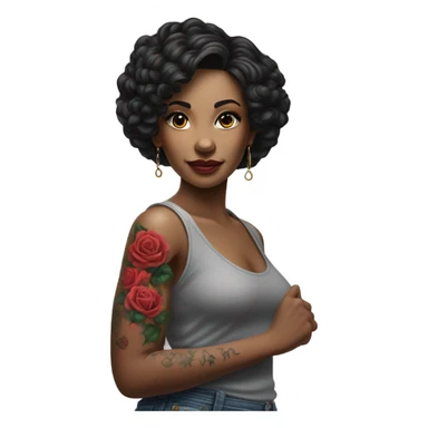 Hyper Realistic beautiful woman with a small rose tattoo sticker