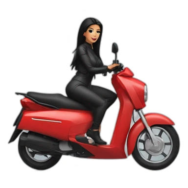 minimalist red electric moped with kim kardashian sticker