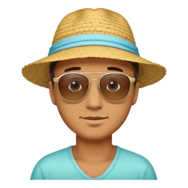 man with summer hat sticker