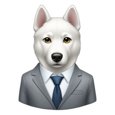 A white husky wearing a suit sticker