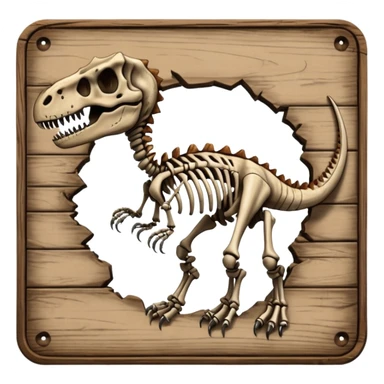Dinosaur Signboard – Wooden board with a dinosaur skeleton drawing sticker