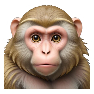 Cinematic Noble Macaque Portrait Emoji, Poised and regal, with a smart, agile build and expressive, deep-set eyes, adorned with soft, detailed fur and a dignified expression, Simplified yet sharp and sophisticated features, highly detailed, glowing with a soft, natural radiance, high shine, intelligent and commanding, stylized with an air of primate nobility, focused and alert, soft glowing outline, capturing the essence of a watchful and confident guardian that appears ready to leap out of the screen with effortless authority! sticker