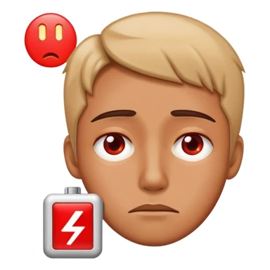 Red Low battery next to a tired person’s face sticker