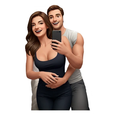 couple selfie on the bed sticker