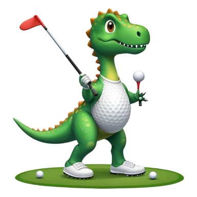 The dinosaur is playing golf. sticker