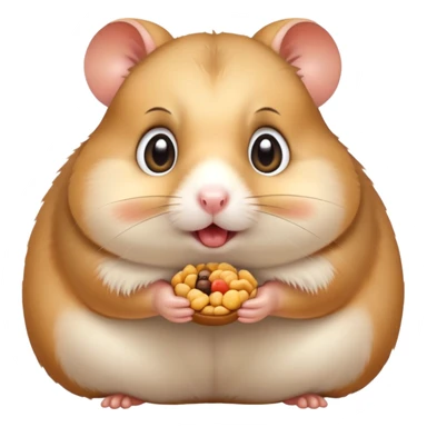 surprised hamster with puffed cheeks full of food, wide eyes sticker