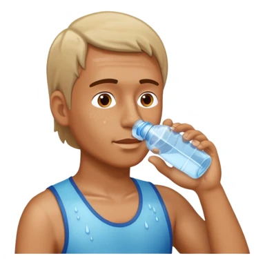 man drinking water from a bottle sticker