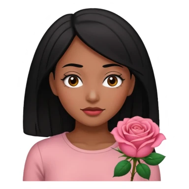 Black hair woman wearing rose top sticker